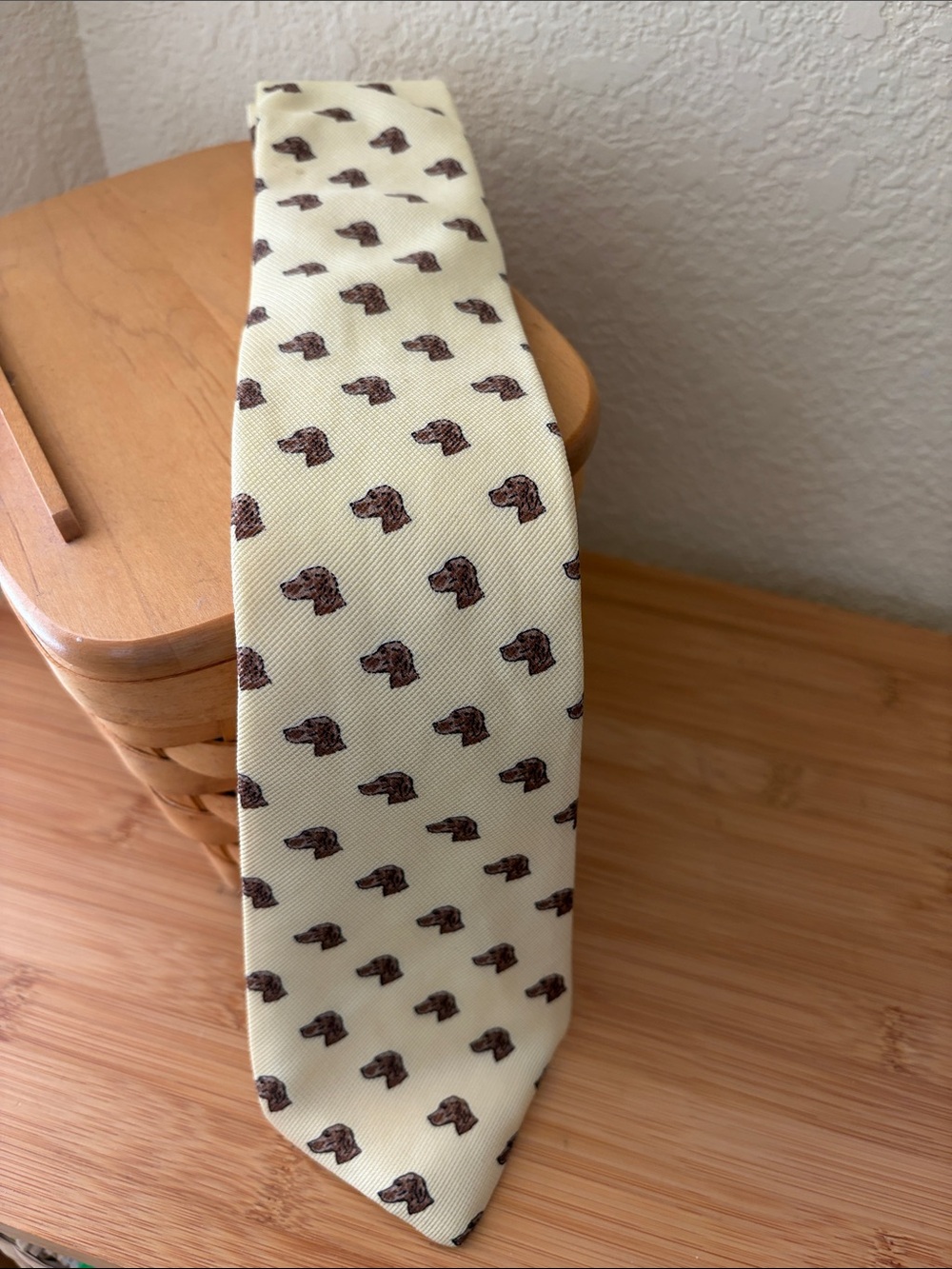 Saddle Club cream Tie with Brown Dog Head Pattern